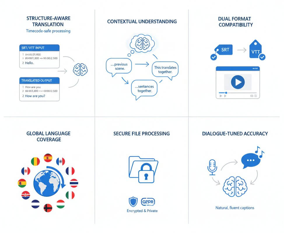 translate subtitles srt with structure preservation