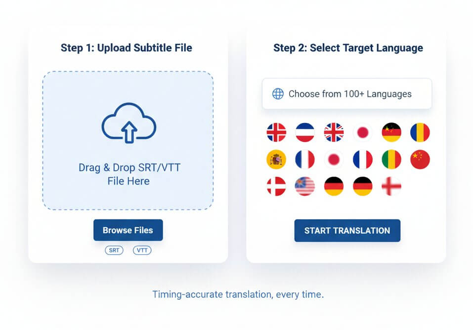 free srt file translator online interface